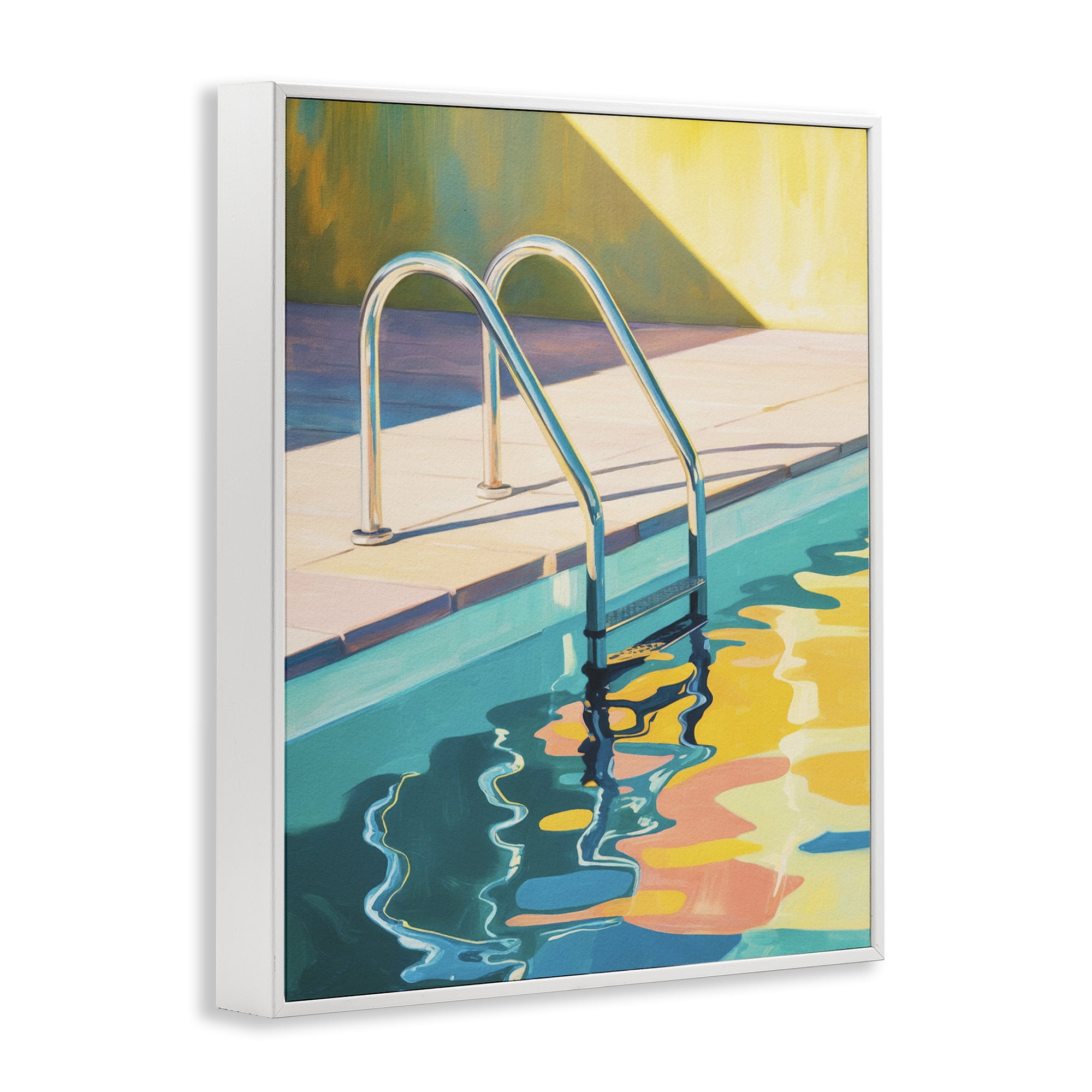 Stupell Industries Pool Ladder At Sunset White Framed Giclee Art, design by Andreas Magnusson