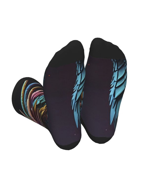 Xecao Dragon with Colorful Tail Print Crew Socks for Men and Women, Men's Soft Moisture-wicking Sock
