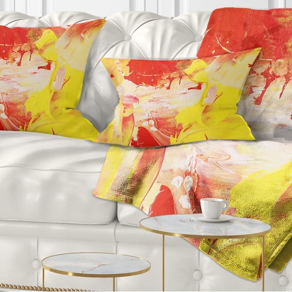 Designart Yellow and Red Abstract Art - Abstract Throw Pillow - 12x20
