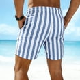 thumbnail image 4 of Yifymode Men's Striped Shorts Casual Summer with Button Closure Elastic Drawstring Waist Quick Dry Lightweight Fit Beach Golf Pockets,Sky Blue L, 4 of 5