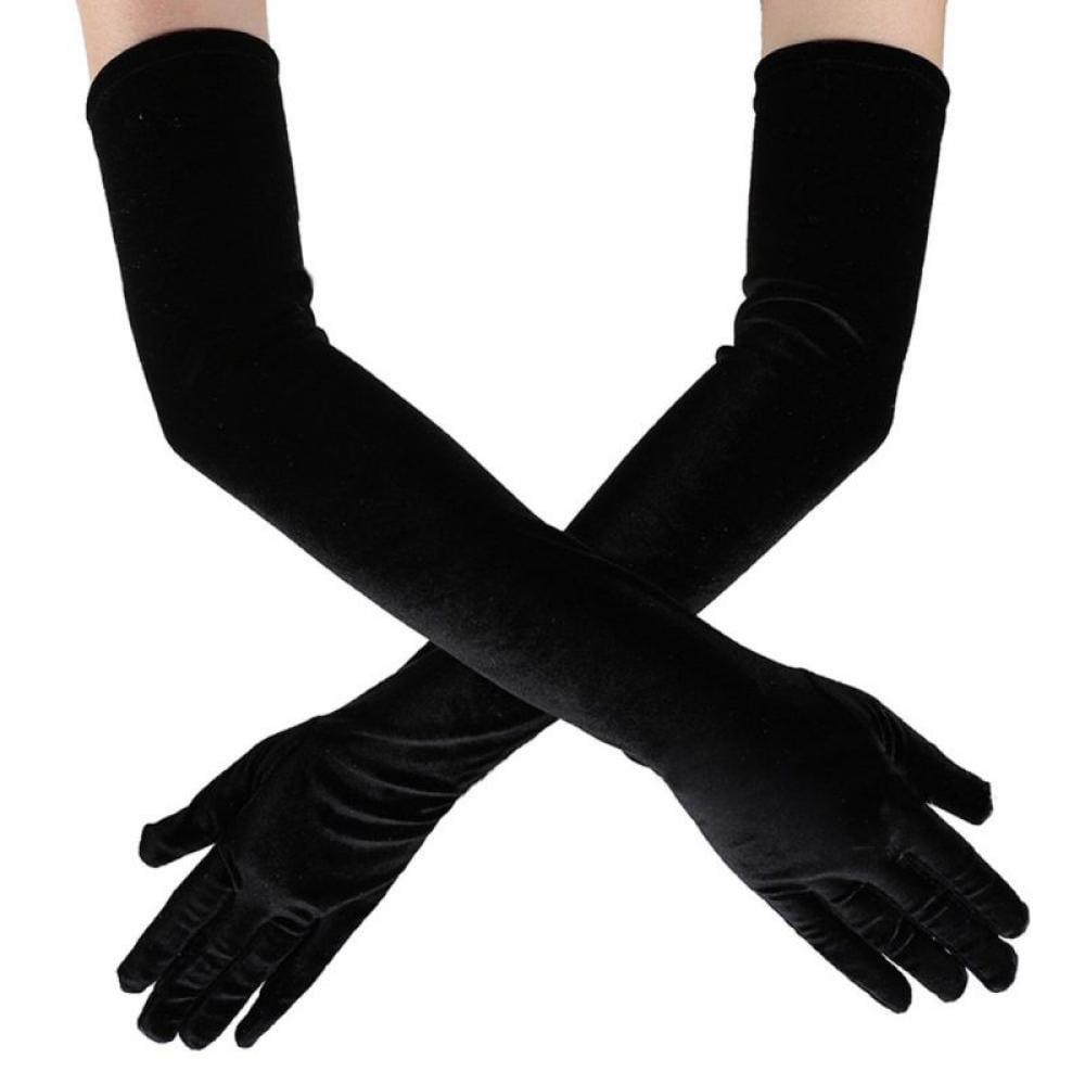 Womens Patent Leather Long Opera Gloves 21 Inches Winter Warm Evening Party 