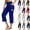 #03 Blue, variant on Yoga Capris for Women High Waisted Wide Leg Cargo Gaucho Capri Pants Tummy Control Crop Workout Leggings with Pocket,S,#03 Wine