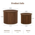 thumbnail image 4 of Wirrytor Round Coffee Table Sets 2 Pieces, Wood Fluted Coffee Table with Storage, for Living Room Bedroom, Apartment(Walnut), 4 of 10