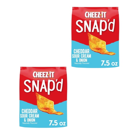Cheez-It Cheesy Snap'd Baked Snacks, Cheddar Sour Cream & Onion, 2 Pack, 7.5 Oz