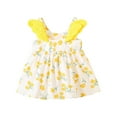 thumbnail image 4 of QTOCIO Toddler Girls Dresses, Baby Girl Summer Clothes, Toddler Kids Baby Girls Fashion Cute Sleeveless Sweet Flower Print Ruffle Dress Hat Set, Yellow, 12 Months, 4 of 5