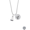 thumbnail image 2 of Delight Jewelry Silvertone 3-D White Ghost with Black Crystals Silvertone Script Initial Disc - P - Charm Necklace, 20"+3", 2 of 4
