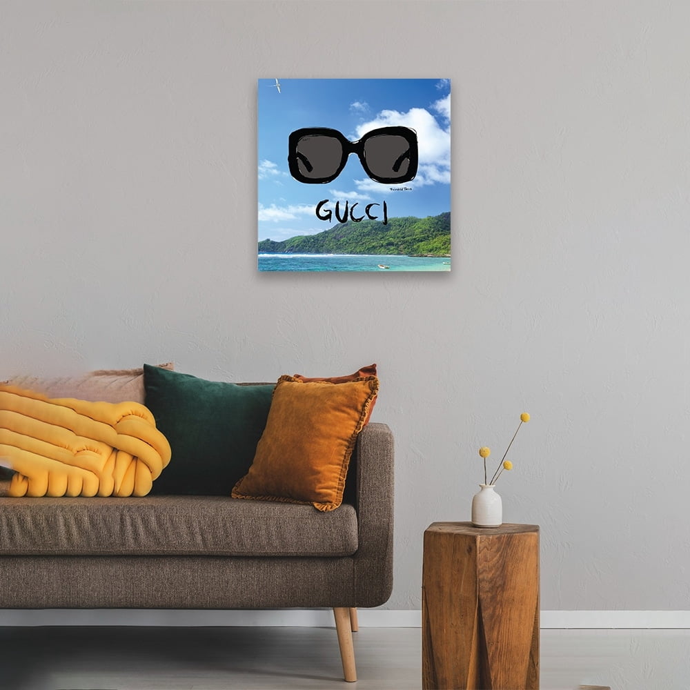 FASHION GLAM SUNGLASSES AT THE BEACH - 14"x14" Canvas Artwork 16 x 20