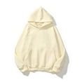 thumbnail image 1 of Sudadera con capucha holgada de manga larga con bolsillo tipo canguro y hombros caídos para mujer, 1 of 2