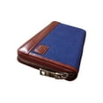 thumbnail image 2 of Avallone Men's Canvas & Leather Zipper Travel RFID Wallet - Navy Blue Handmade Leather - CVB010, 2 of 8