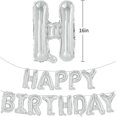 thumbnail image 2 of Pancarta plateada con globos de feliz cumpleaños, banderines con letras de papel de aluminio de Mylar de 16 pulgadas, material ecológico reutilizable para niñas, niños y adultos, cumpleaños, dici, 2 of 5