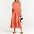 thumbnail image 3 of RYKJLWY Wedding Guest Dresses for Women Summer Summer Casual Sleeveless Crewneck Sundress Aline Flowy Tiered Maxi Long Beach Dress Vacation Outfits Wedding Guest Dresses (Red2,S), 3 of 9