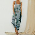 thumbnail image 3 of Gibobby pantalones de yoga Tirantes Estampado retro Damas Resumen Mono Casual Mujer Mono(Azul， XXXL), 3 of 5