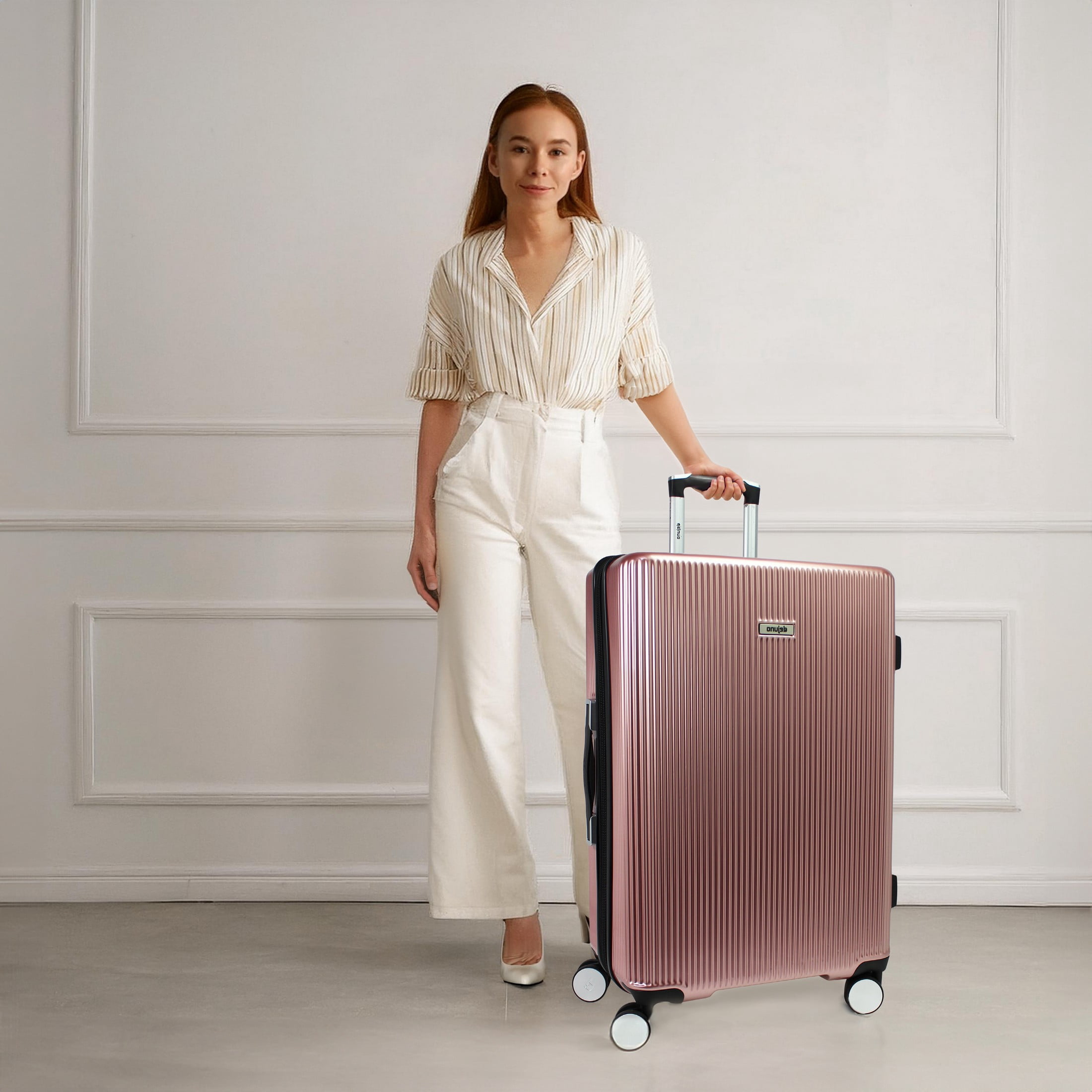 World Traveler Dejuno Monarch 3-Piece Polycarbonate Spinner Luggage Set - Rose Gold