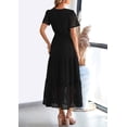 thumbnail image 2 of Vestido largo PRETTYGARDEN 2025, verano, cuello en V, ojales, negro, 2 of 8