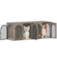 thumbnail image 5 of Hzuaneri Dog Crate Furniture for 2 Dogs, 63" Large Dog Kennel with Divider and Cushion for Medium Large Dogs, Double Dog Crate Furniture TV Stand, Greige Black, 5 of 8