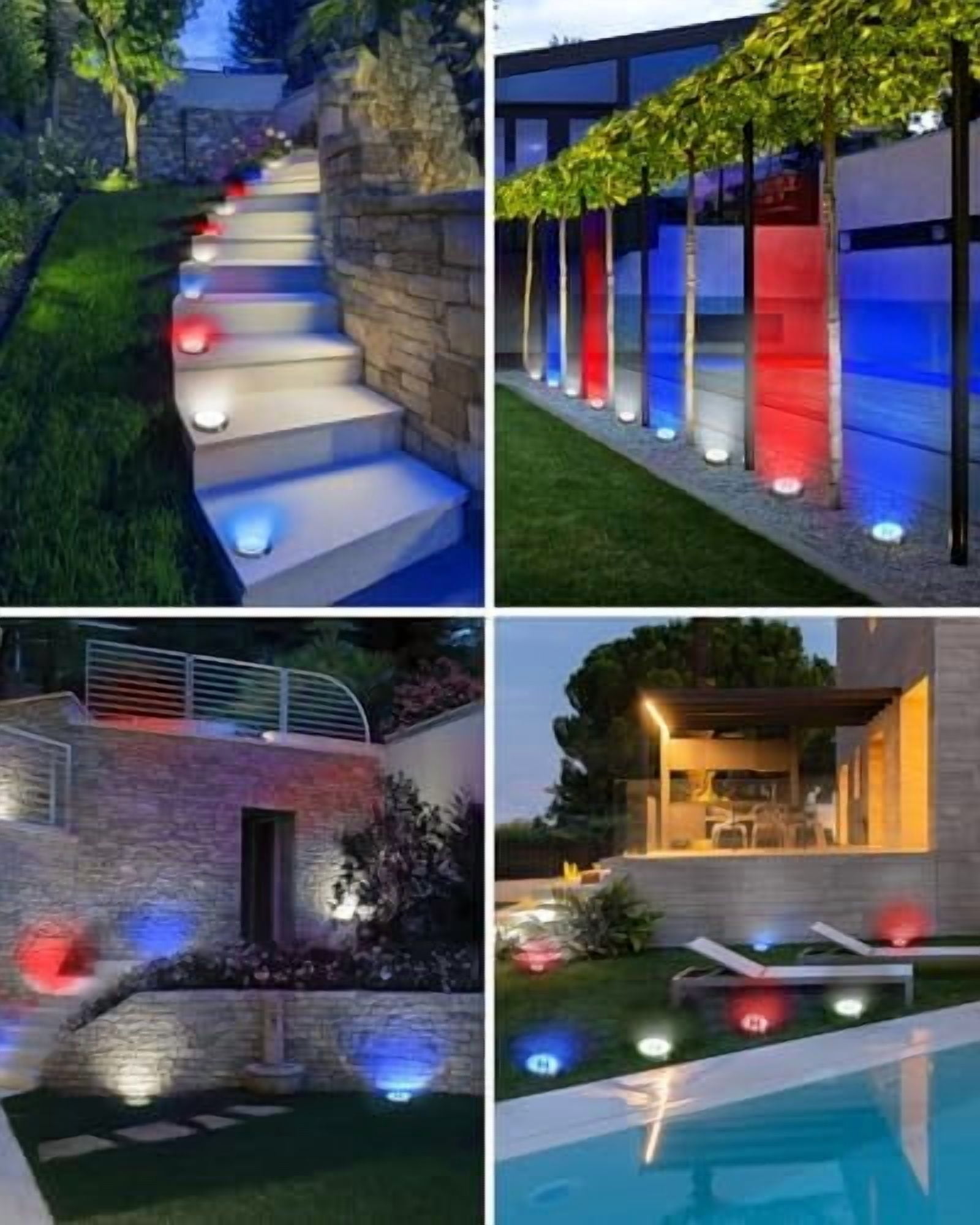 Btfarm 24 Pack Solar Lights Outdoor (Red+Blue+Cool White), Solar Lights Outdoor Waterproof, Landscape Lighting