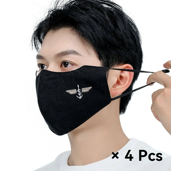 XIRQI 4Pcs Face Mask,Three-Layer Protective Dust Mask,Fun Star Birch Cartoon Disposable Masks,Black,1