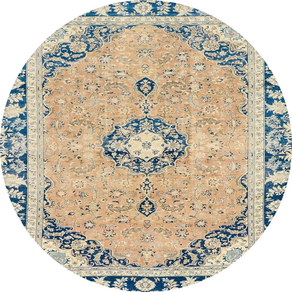 Ahgly Company Indoor Round Abstract Brown Abstract Area Rugs, 4' Round