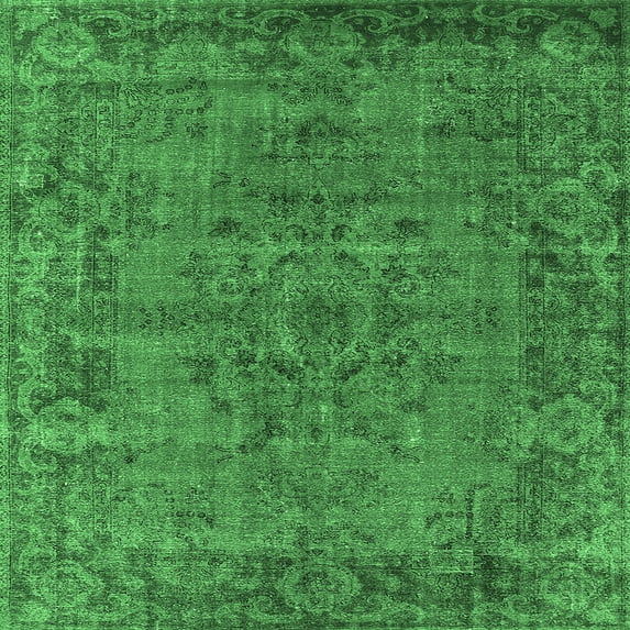 Ahgly Company Indoor Square Oriental Emerald Green Industrial Area Rugs, 8' Square