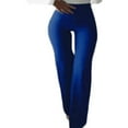 thumbnail image 1 of Women Bell Bottom High Waist Ruffle Pants Solid Slim Fit Trousers Yoga Pants Wide Leg Pants, 1 of 4