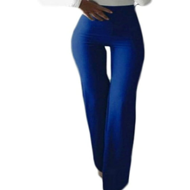 Women Bell Bottom High Waist Ruffle Pants Solid Slim Fit Trousers Yoga Pants Wide Leg Pants