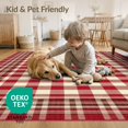 thumbnail image 4 of ODIKA 9'x12' Washable Area Rug Tartan Layered Mini Grid Borders Border Welcome Lettering Plaid Flowing Dynamic for Great Room, Indoor Concept, Large Living Low Pile, Flatwoven, 4 of 7