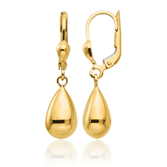 14K Solid Yellow Gold Drop Dangle Earrings