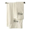 thumbnail image 2 of Liberty21 Monogrammed Personalized Bath & Hand Towel Set. Custom Embroidered Towels. Set Includes 1 Bath Towel and 1 Hand Towel. (Cream), 2 of 4