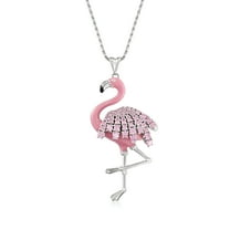 Ross-Simons 1.41 ct. t.w. Pink CZ Flamingo Pendant Necklace With Pink Enamel in Sterling Silver, Women's, Adult