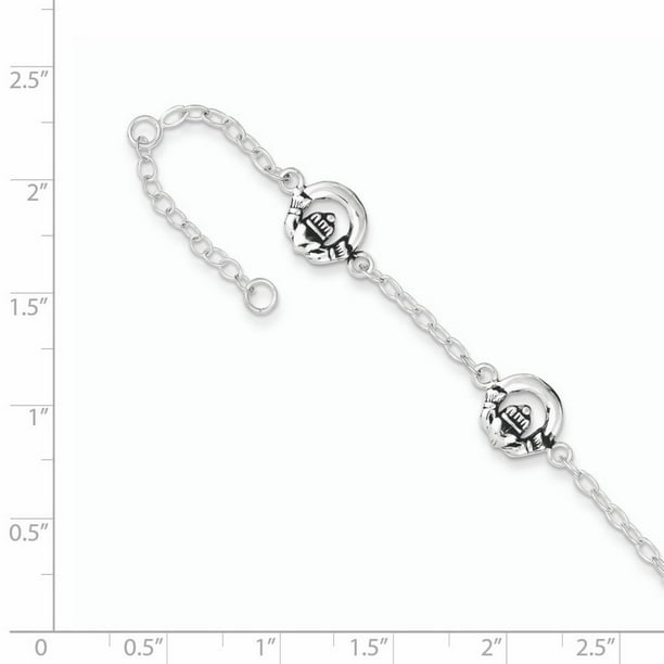 Ice Carats Designer Jewelry Gift Canada 925 Sterling Silver Claddagh Childs 5 Inch Plus 1 Bracelet Celtic Silver 5 In Length X 10 Mm Width