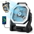 thumbnail image 1 of Ventilador de camping Odoland de 20000 mAh con linterna LED, batería de 10 horas, 1 of 7