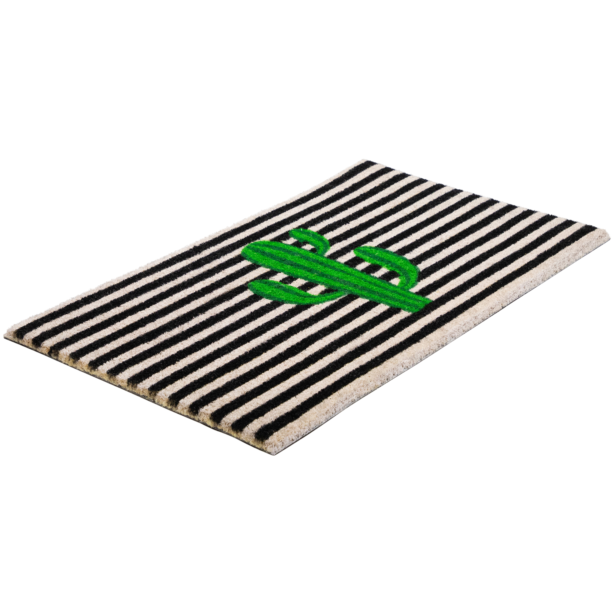 Northlight Green Cactus Striped Natural Coir Outdoor Doormat 18" x 30"