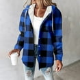 thumbnail image 2 of Arlun Flannel Jackets for Women Trendy Lined Button down Plaid Shacket Long Sleeve Hooded Jackets Loose Fit Comfortable Warm Oversized 2025 Fashion Fall Winter Coats Blue XXXL, 2 of 5