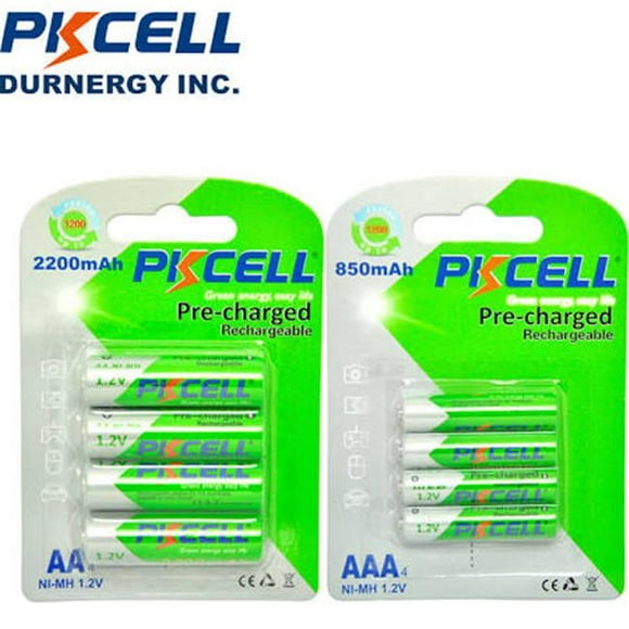 PK Cell 1.2V Préchargé Batterie Rechargeable Auto-Décharge avec 850 mAh & 44; Pack de 4