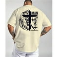 thumbnail image 3 of Men's T-Shirt with Lion Cross Print & "Man of Faith" - Clear Statement of Faith (1 Corinthians 16:13), 3 of 6