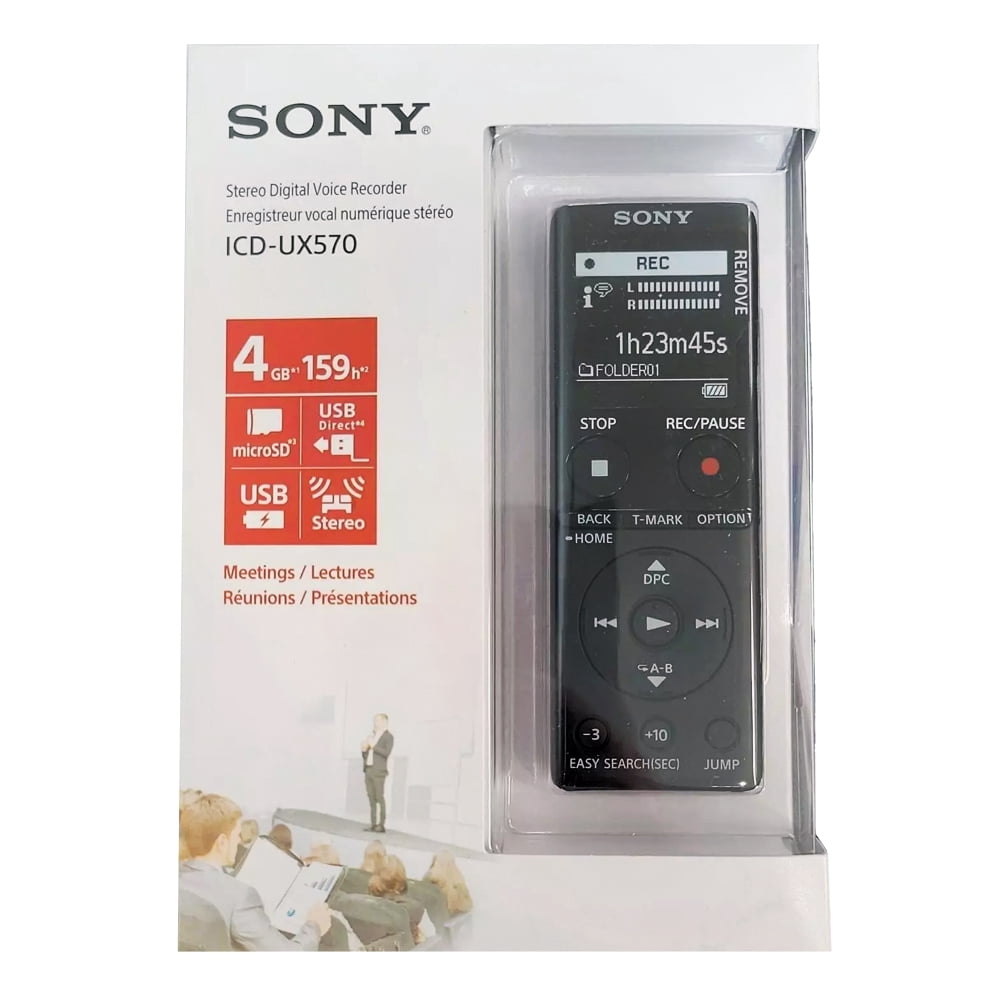 Sony ICD-UX570 Digital Voice Recorder (Black) + 32GB Memory Card - Basic Kit (International Version)