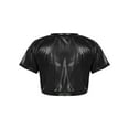thumbnail image 2 of Yeahdor Kids Girls Boys Shiny Metallic Short Sleeve Crop Top Hip Hop Dance Performance T-Shirt Dancewear, 2 of 5