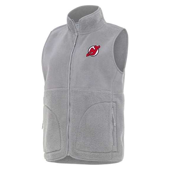 Women's Antigua Gray New Jersey Devils Nostalgic Full-Zip Vest