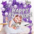 thumbnail image 3 of Girls Birthday Decorations Purple and Silver Lavender Party Decorations Set for Women Including Happy Birthday Banner Balloons Confetti Latex Balloons, 3 of 5