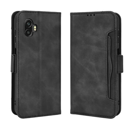 Case for Samsung Galaxy XCOVER 6 PRO Cover Adjustable Detachable Card Holder Magnetic closure Leather Wallet Case - Black
