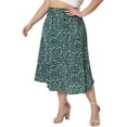 thumbnail image 4 of Agnes Orinda Women's Plus Size Skirts Pleated High Waist Midi Floral Print Skirt with Pockets 2X Dark Green, 4 of 5