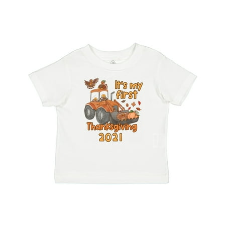 

Inktastic It s My 1st Thanksgiving 2021 with Orange Tractor and Turkey Gift Baby Boy or Baby Girl T-Shirt