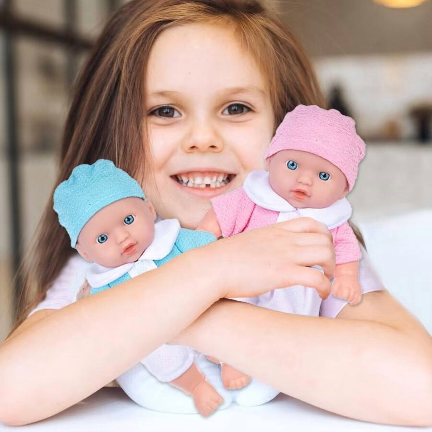 AlevRam 8 Inch Twin Baby Dolls,2 Pcs 8" Reborn Baby Doll with Plush Bodysuit Twin Baby Dolls for Girls 3+