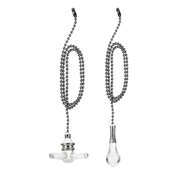 Uxcell 2Pcs 14" Light Bulb&Fan Cord Ceiling Fan Pull Chain Extender,Black,Clear