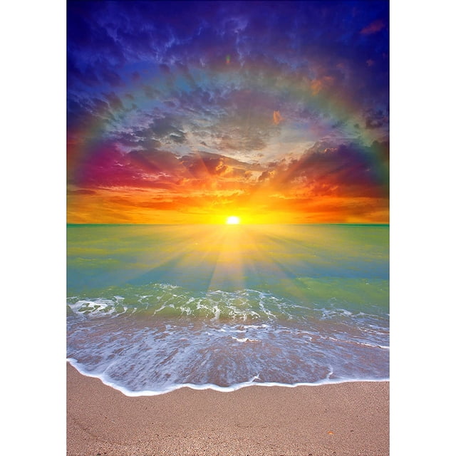 Pintura de diamante (DE1506) Playa Amanecer 5D DIY Imagen de pared cuadrada 30x40cm 40x50cm Hugtrwg Para estrenar