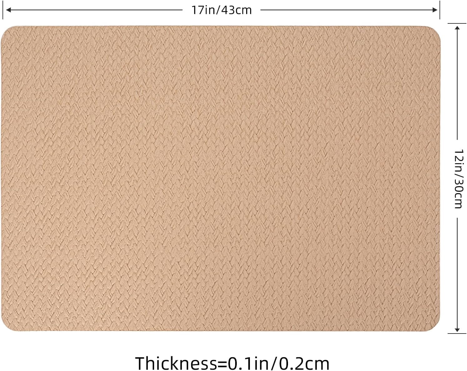 PROMATTOO Woven Embossed Placemats Set of 6,Heat Resistant,Faux Leather Dining Table Mat,Golden Beige