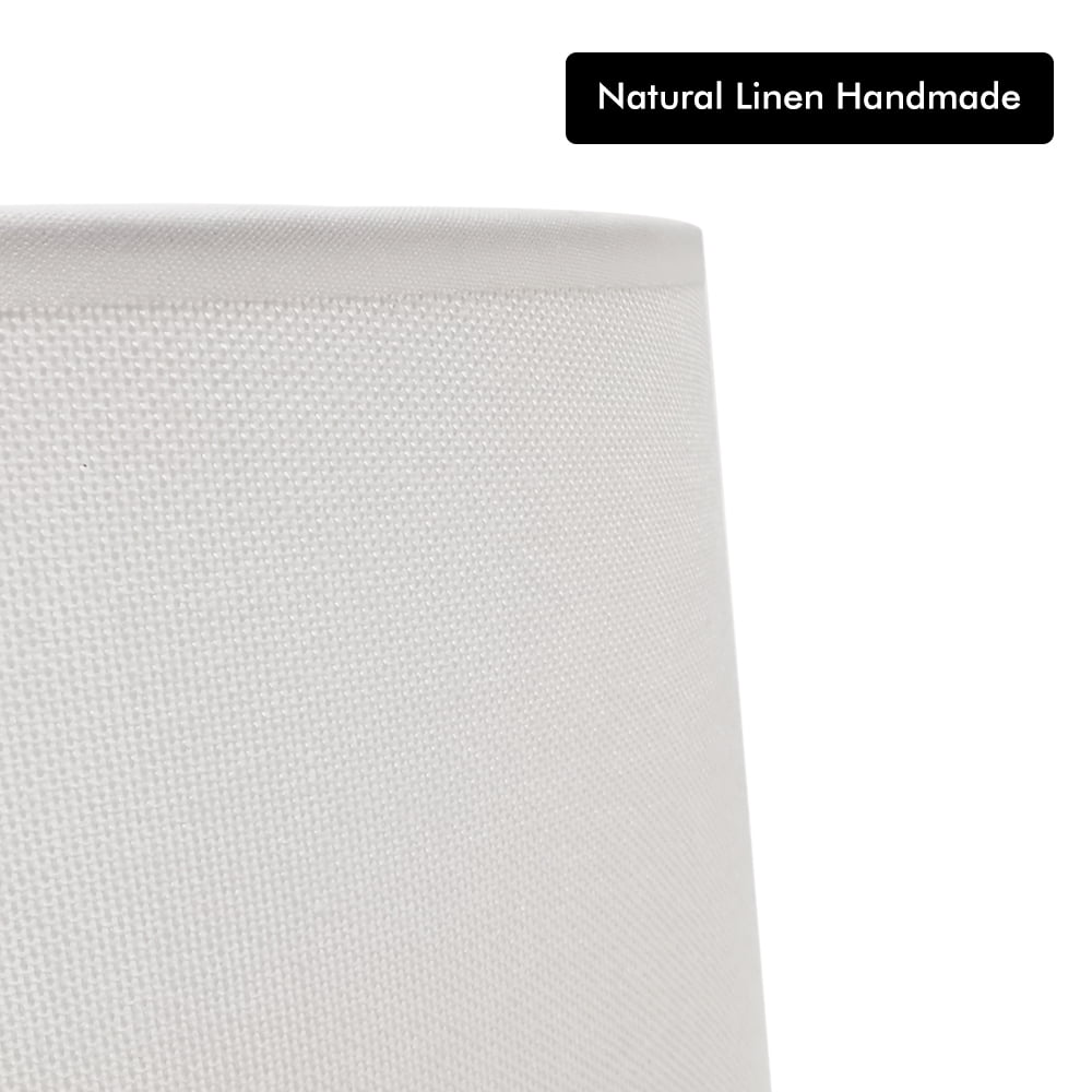 Medium Lamp Shades, White Barrel Lamp Shades for Table Lamps and Floor light, 9.8x11.8x7.8 Inch, Round Natural Linen Hand Crafted, Set of 2