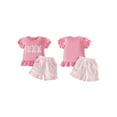 thumbnail image 2 of Gzhioc Toddler Baby Girls Easter Summer Outfits 6 12 18 24 Months 2T 3T 4T Short Sleeve Crew Neck Bunny Embroidery Tops and Elastic Waist Plaid Shorts Clothes Set, 2 of 9