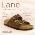 thumbnail image 2 of Cushionaire Lane Cork Footbed Sandals for Women – Comfortable Double Buckle Slip-On with Genuine Suede Footbed & Arch Support Slides for Women Footwear, 2 of 11