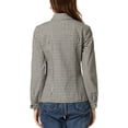 thumbnail image 3 of Allegra K Women's Plaid Point Collar Long Sleeve Double Breasted Shirt, 3 of 5